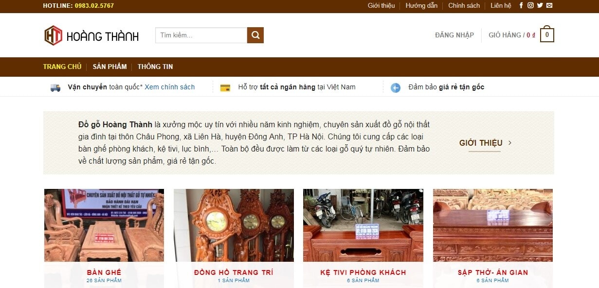 Website Đồ Gỗ Hoàng Thành