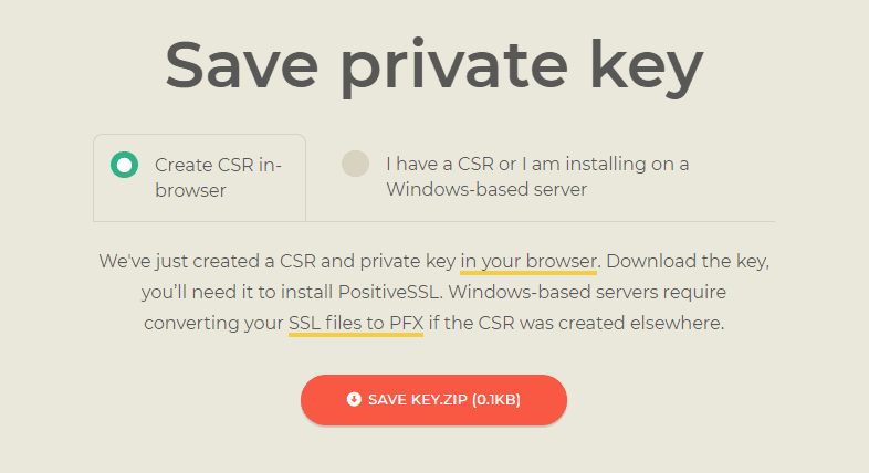 save private key