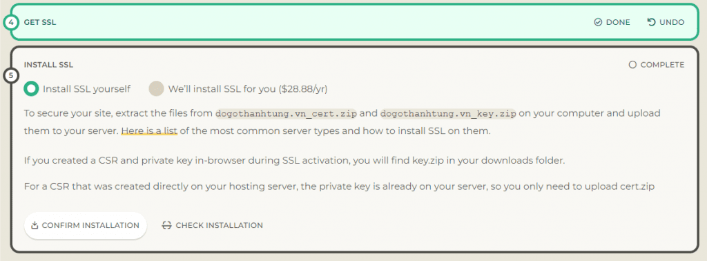 Cài đặt SSL cho tên miền