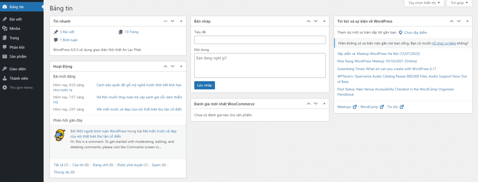 Hướng dẫn ẩn Dashboard Widgets trong Wordpress Admin