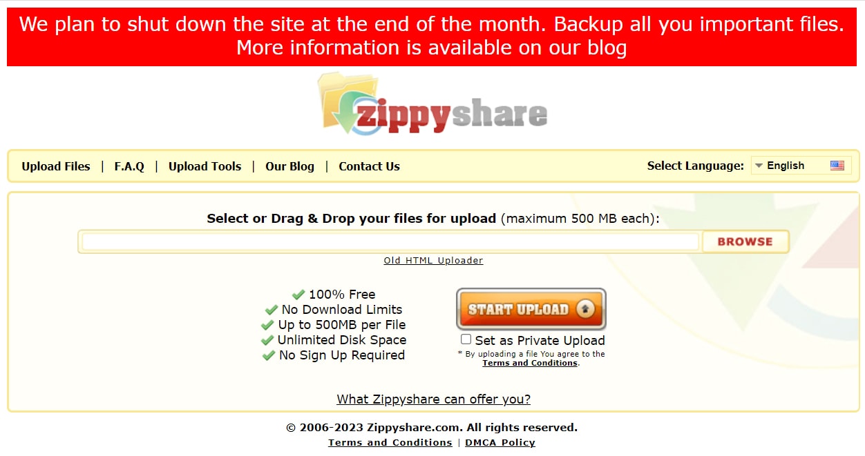 Zippyshare.com thông báo đóng cửa