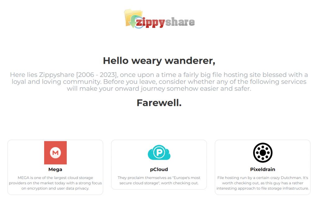 Zippyshare.com đã chính thức đóng cửa từ ngày 01.04.2023